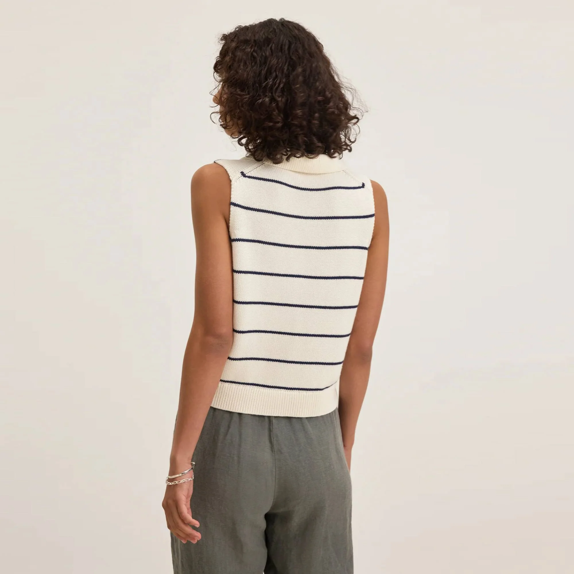 Nayla Cotton Cashmere Top (Milk + Blue) - Image 3