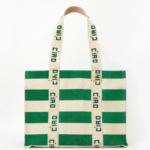 NoƩmie Canvas Tote (Natural + Fern)