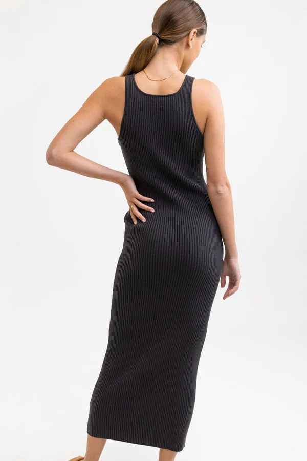Olina Knit Midi Dress (Charcoal) - Image 4