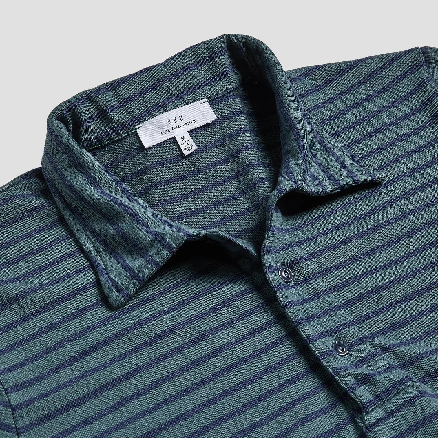 Organic Hemp Stripe Polo (Pine) - Image 2