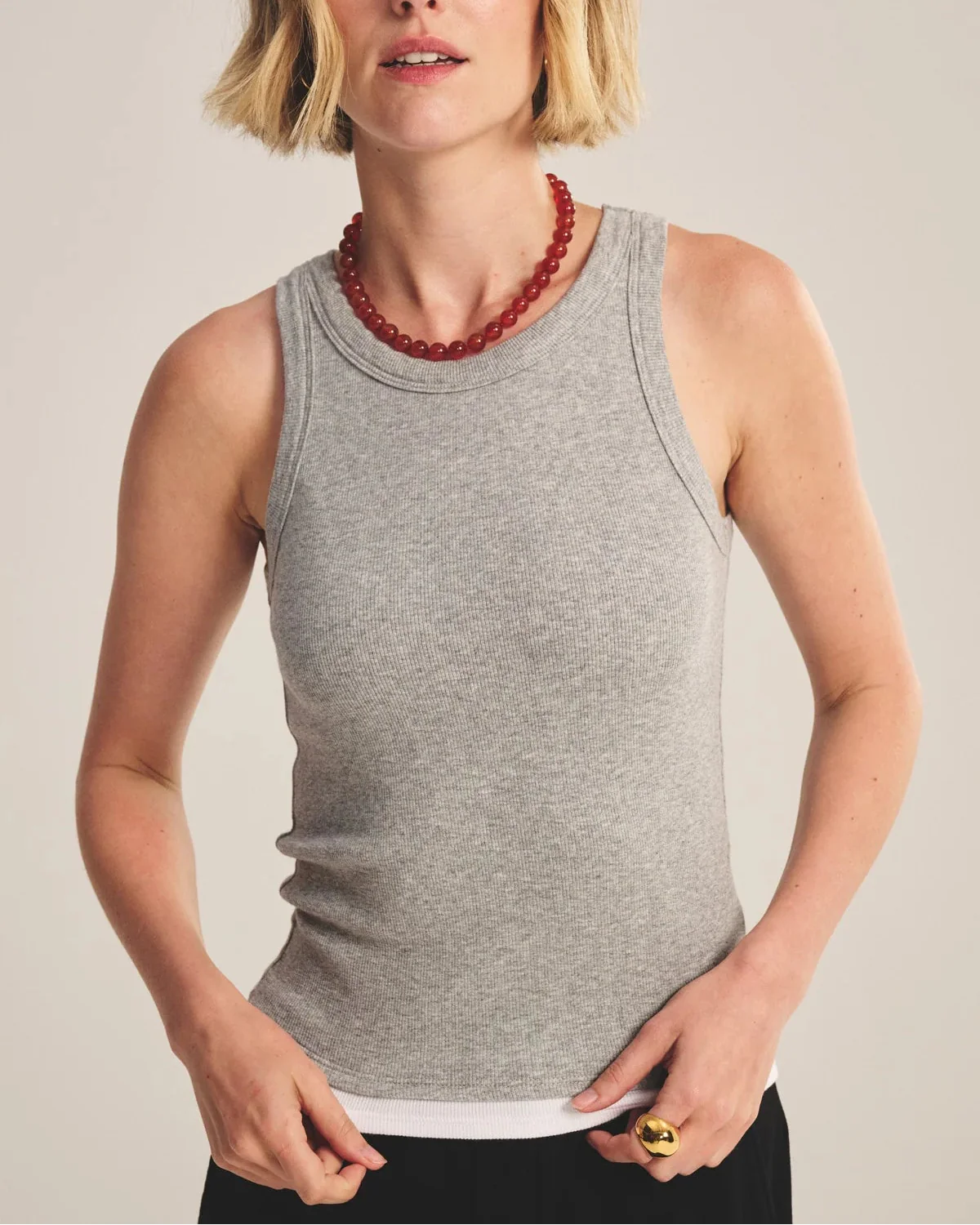 Orion Tank Top (Heather Grey + White) - Image 4