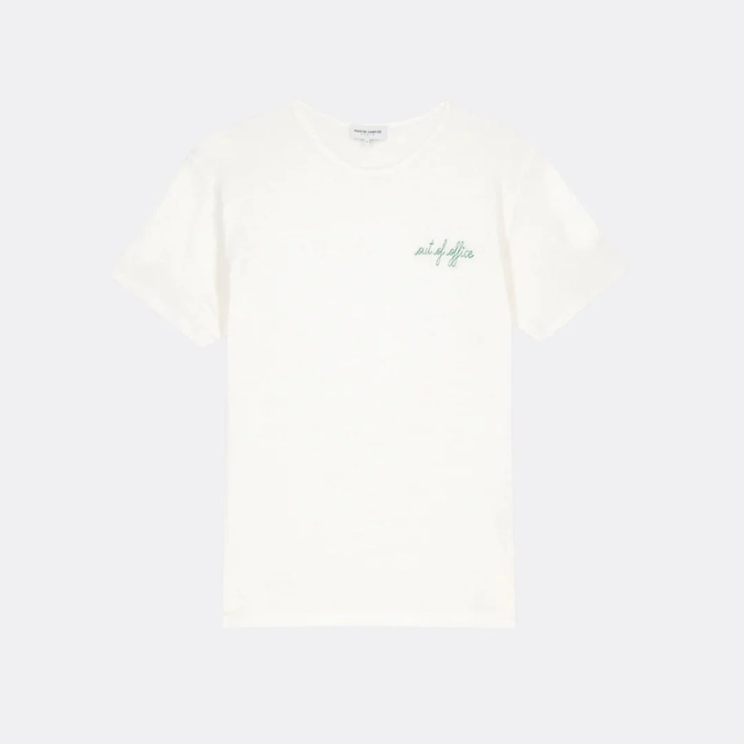 "Out of Office" Linen Villiers T-Shirt (Off White)