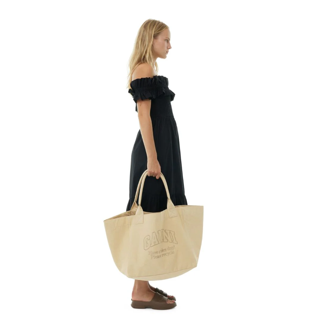 Oversized Canvas Tote Bag (Almond Milk) - Image 3