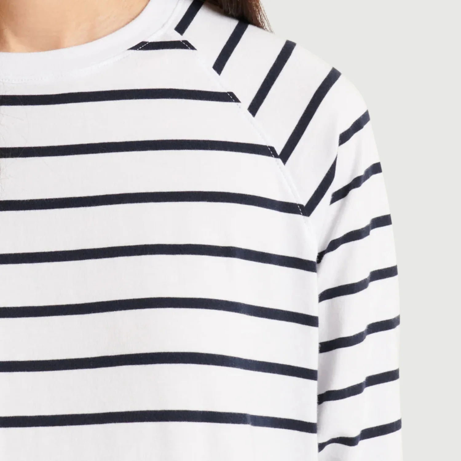 Oversized Stripe Raglan Sweatshirt (White) - Image 2