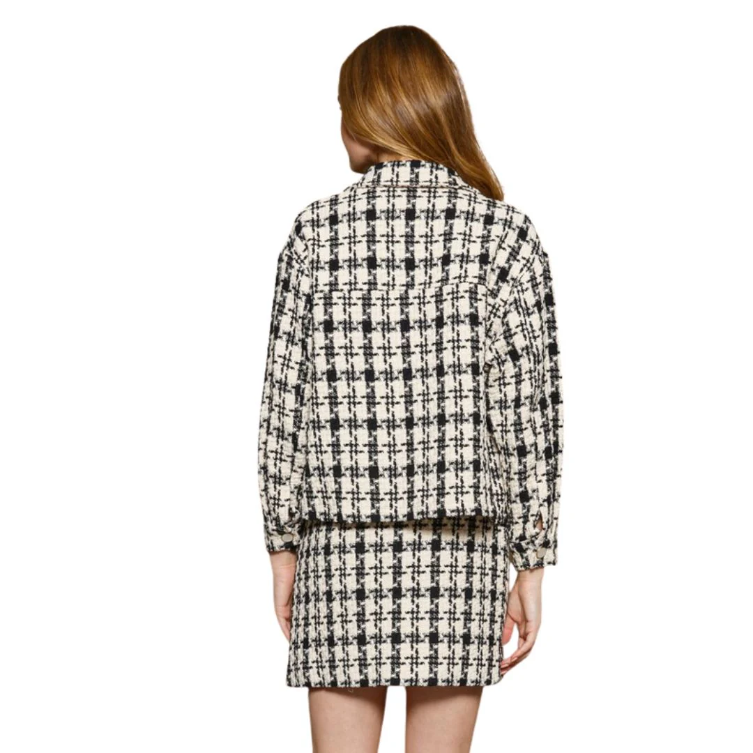 Oversized Tweed Jacket with Big Pocket (Black) - Image 2