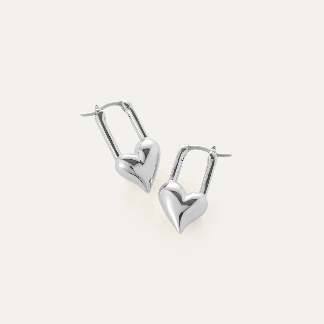 Padlock Heart Huggies - Image 2