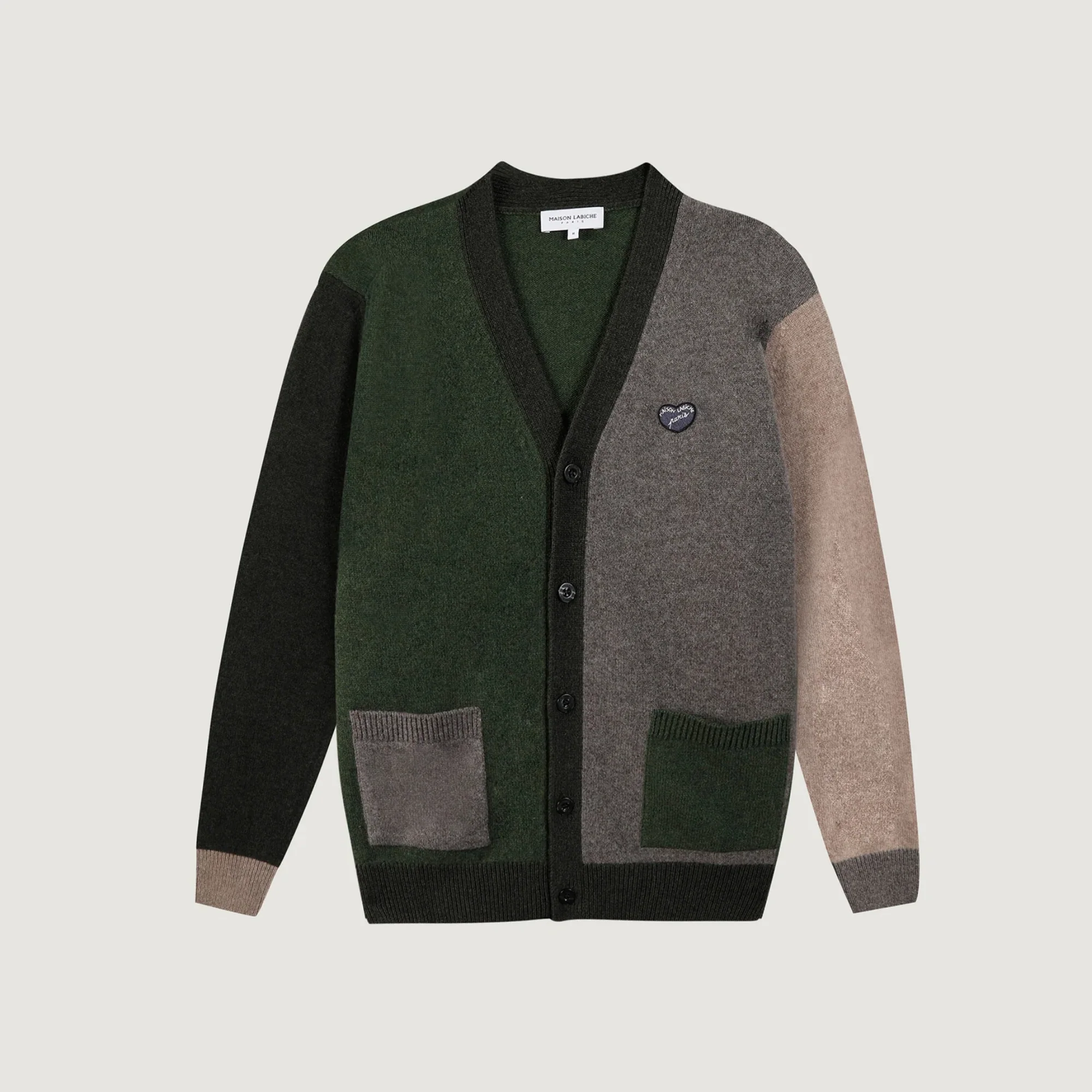 "Patch Coeur" Balfournier Wool Cardigan (Sesame Beige CB)