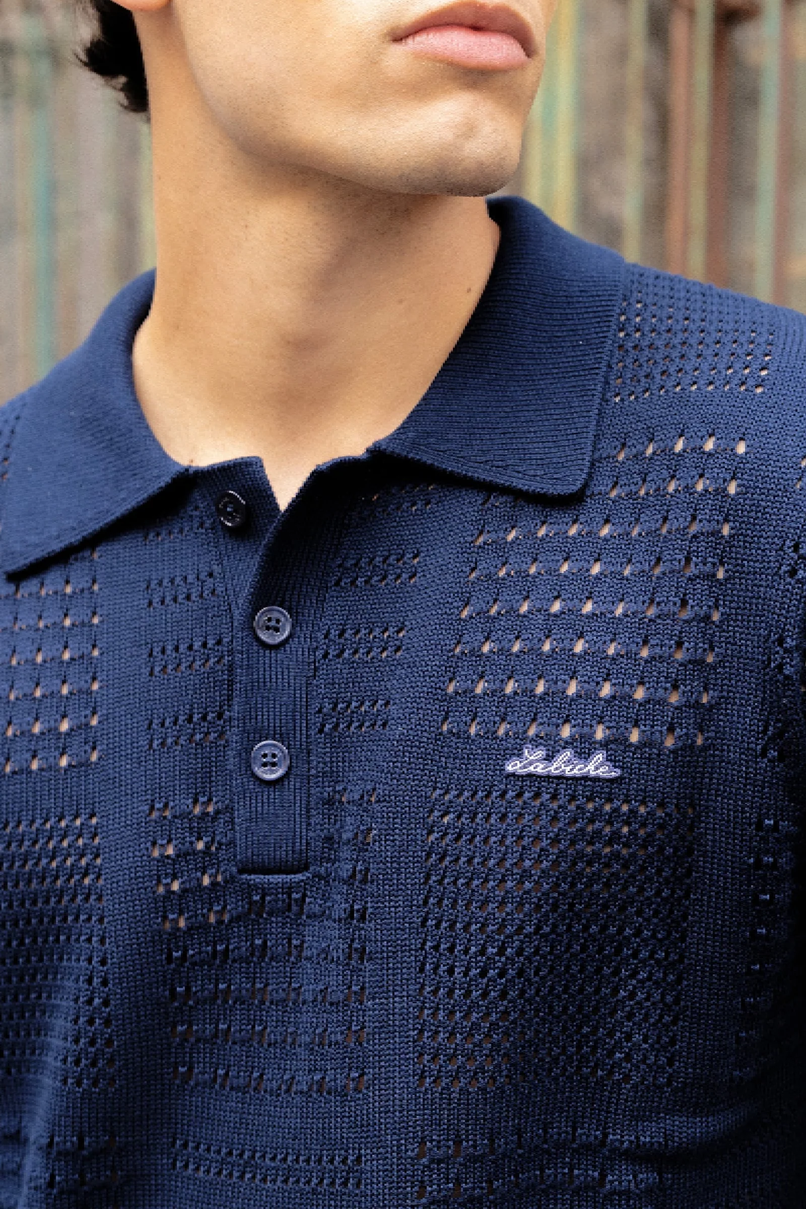 "Patch Labiche" Savy Cotton Polo (Navy) - Image 4