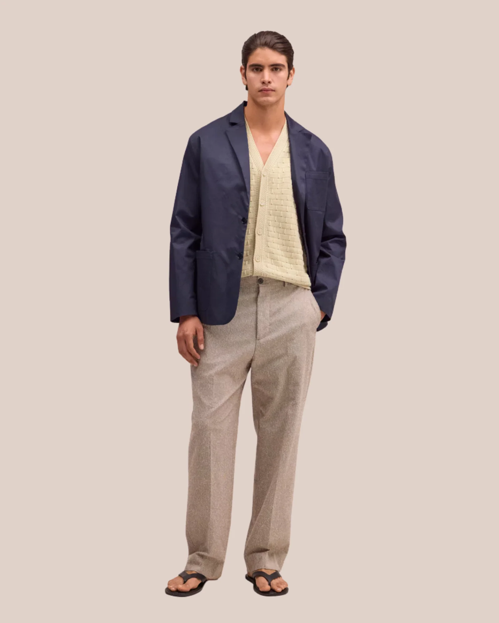 Paw 10033 Relaxed Fit Italian Boucle Trouser (Brown Melange)