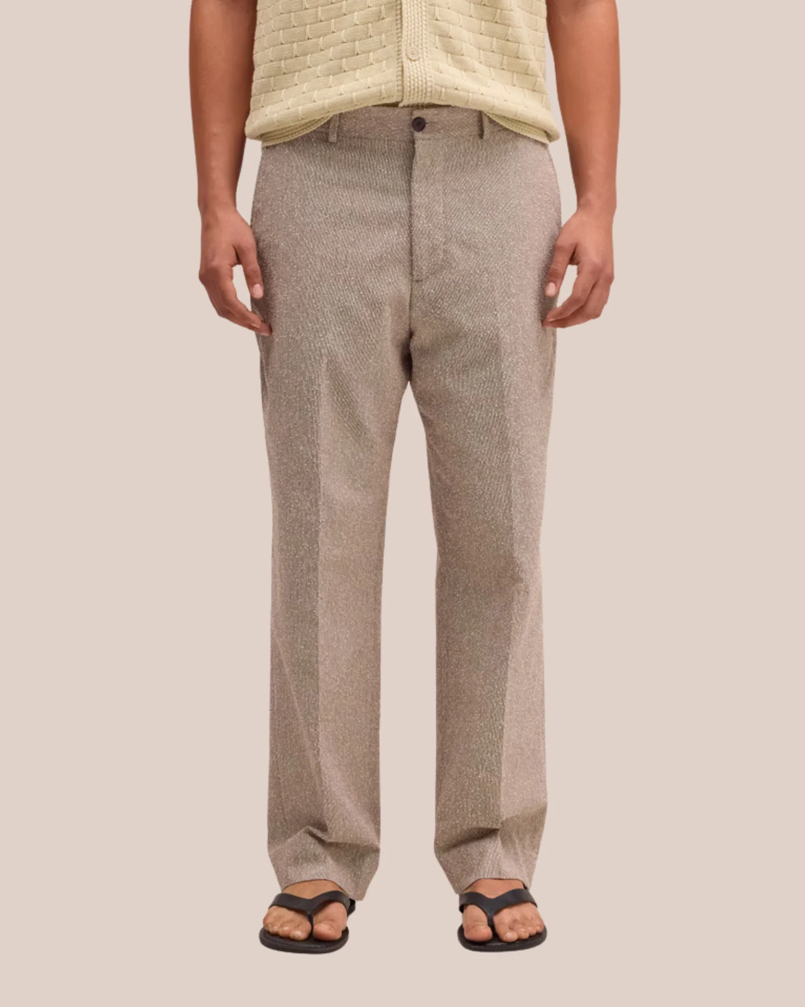 Paw 10033 Relaxed Fit Italian Boucle Trouser (Brown Melange) - Image 2