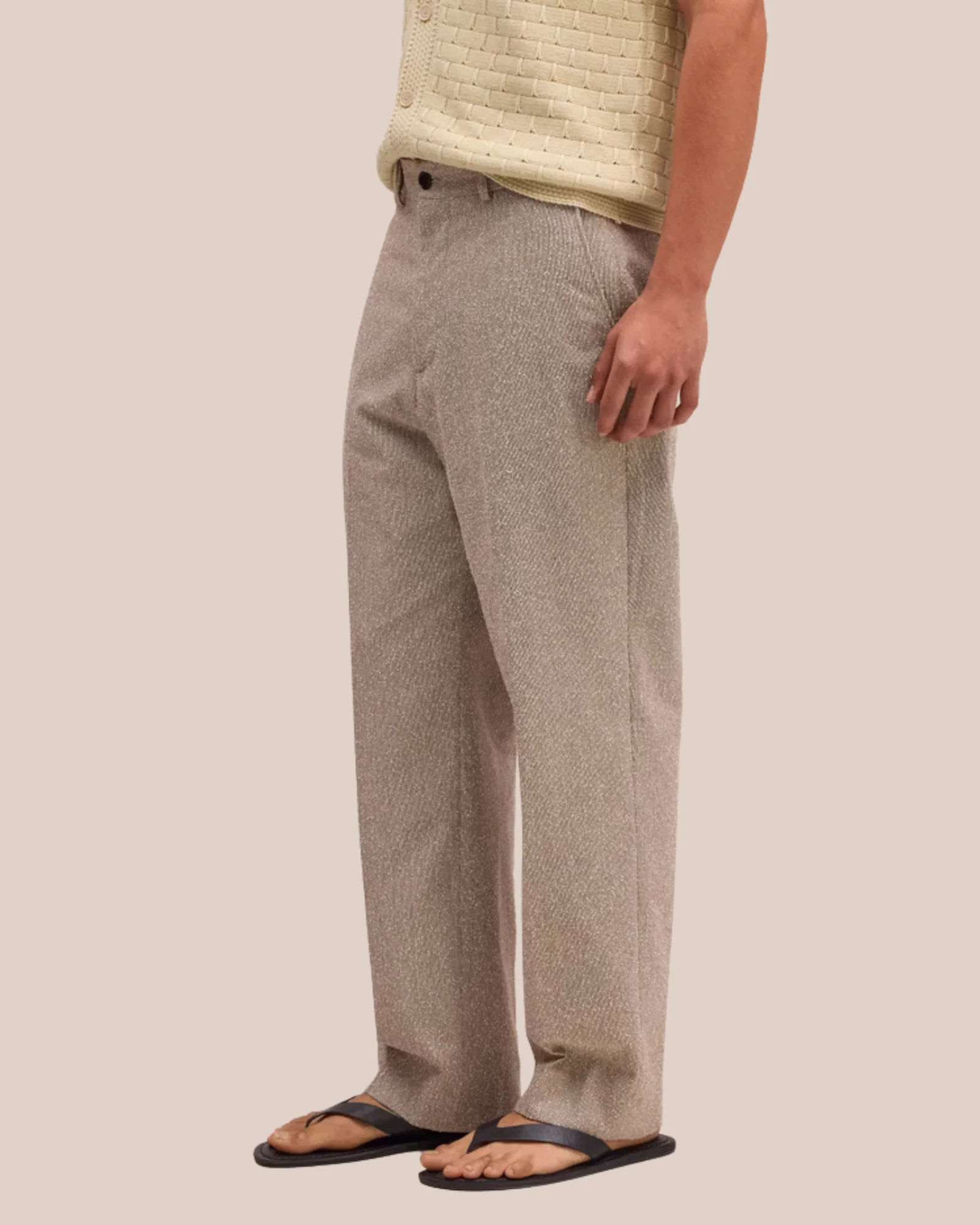 Paw 10033 Relaxed Fit Italian Boucle Trouser (Brown Melange) - Image 3