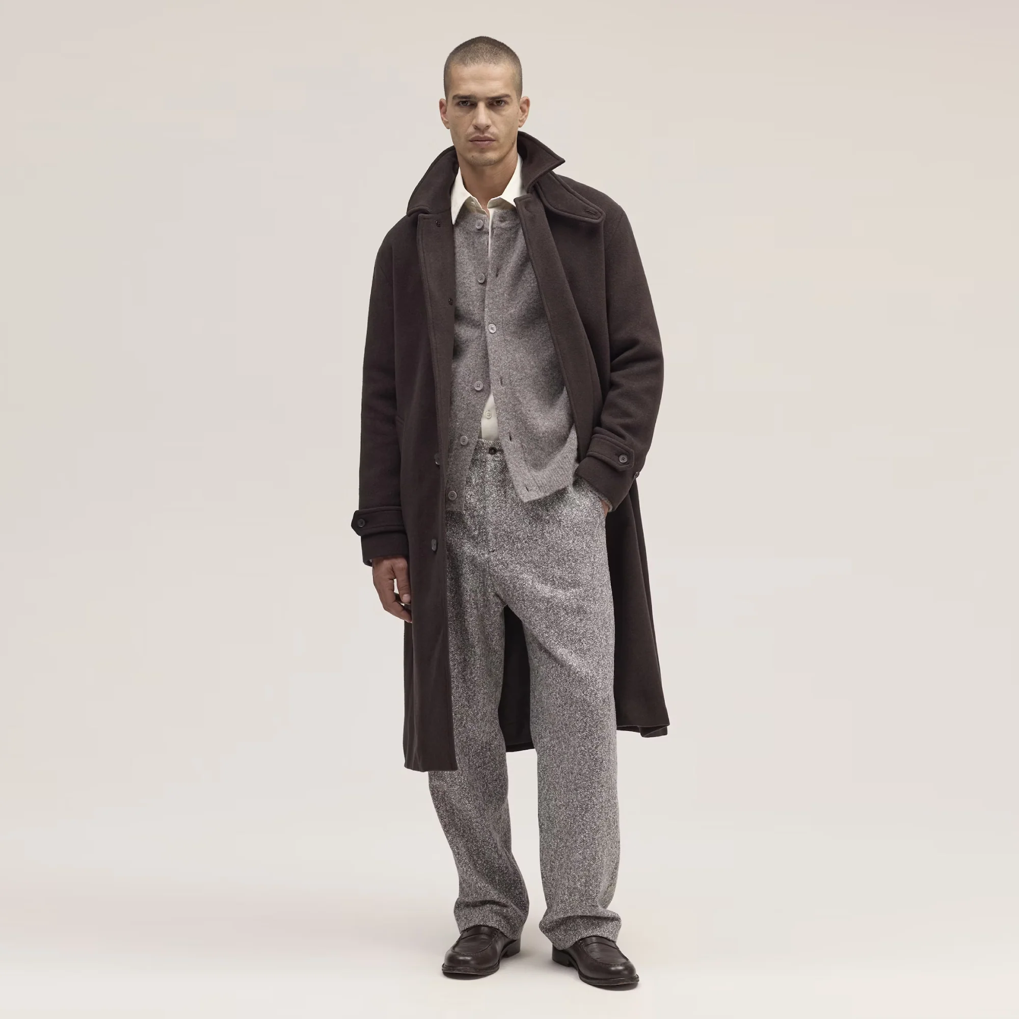 Paw 1087 Relaxed Fit Italian Bouclé Trouser (Dusky Port)