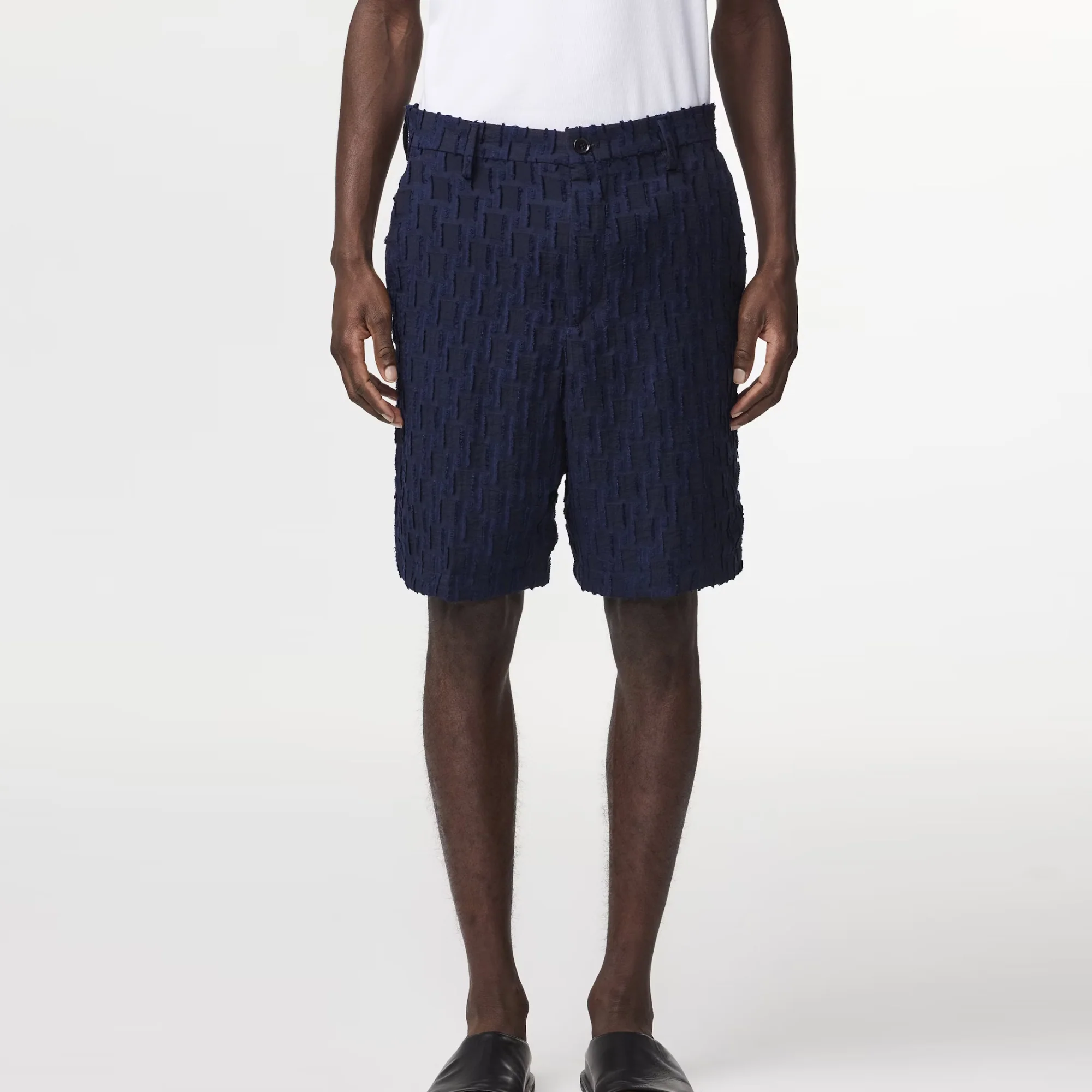 Paw 5025 Fil-Coupé Jacquard Shorts (Navy Blue) - Image 2