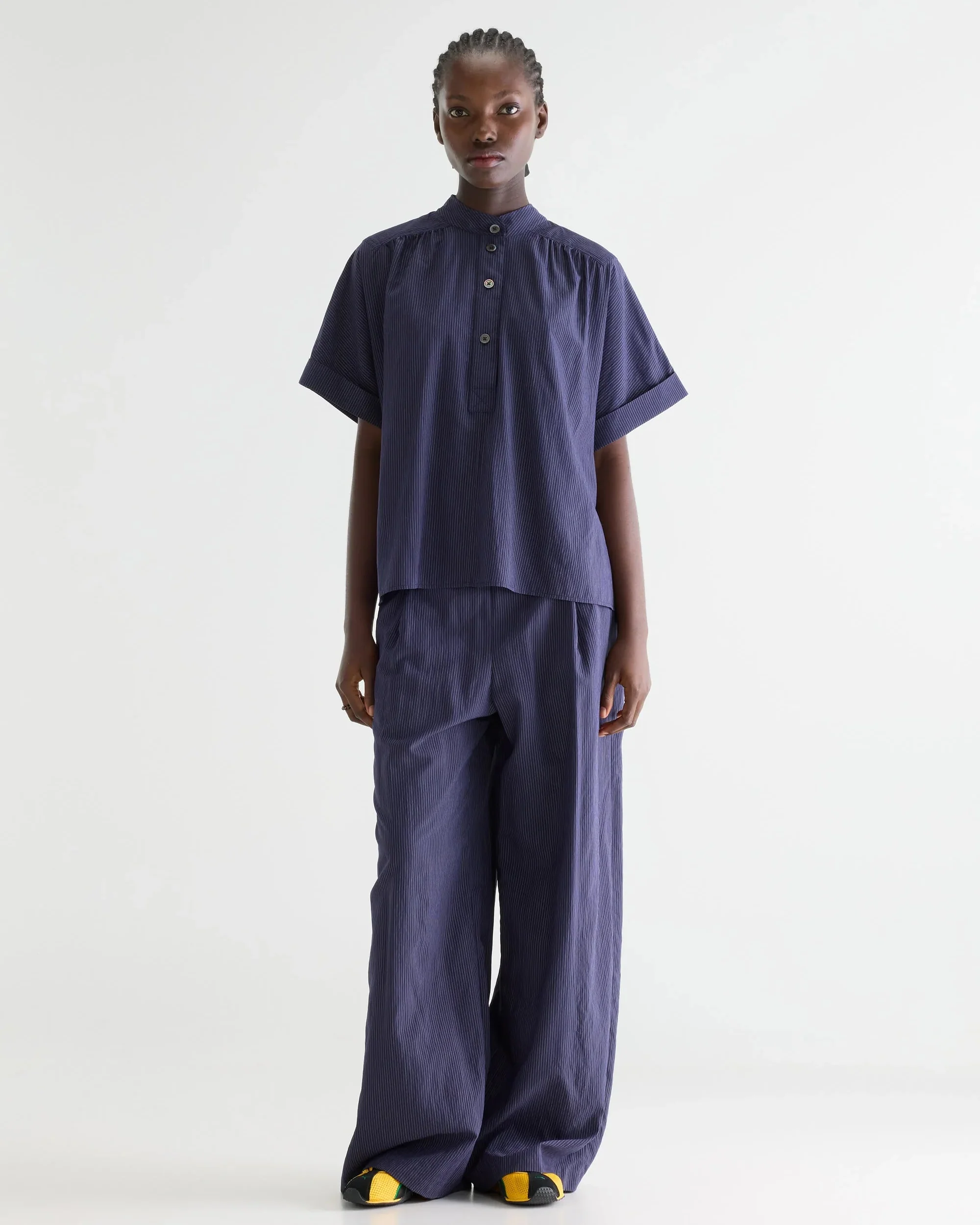 Pear Striped Blouse (Dark Navy + White) - Image 2