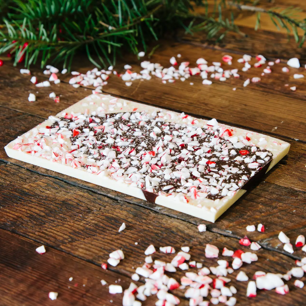 Peppermint Bark Dark & White Chocolate Bar - Image 2