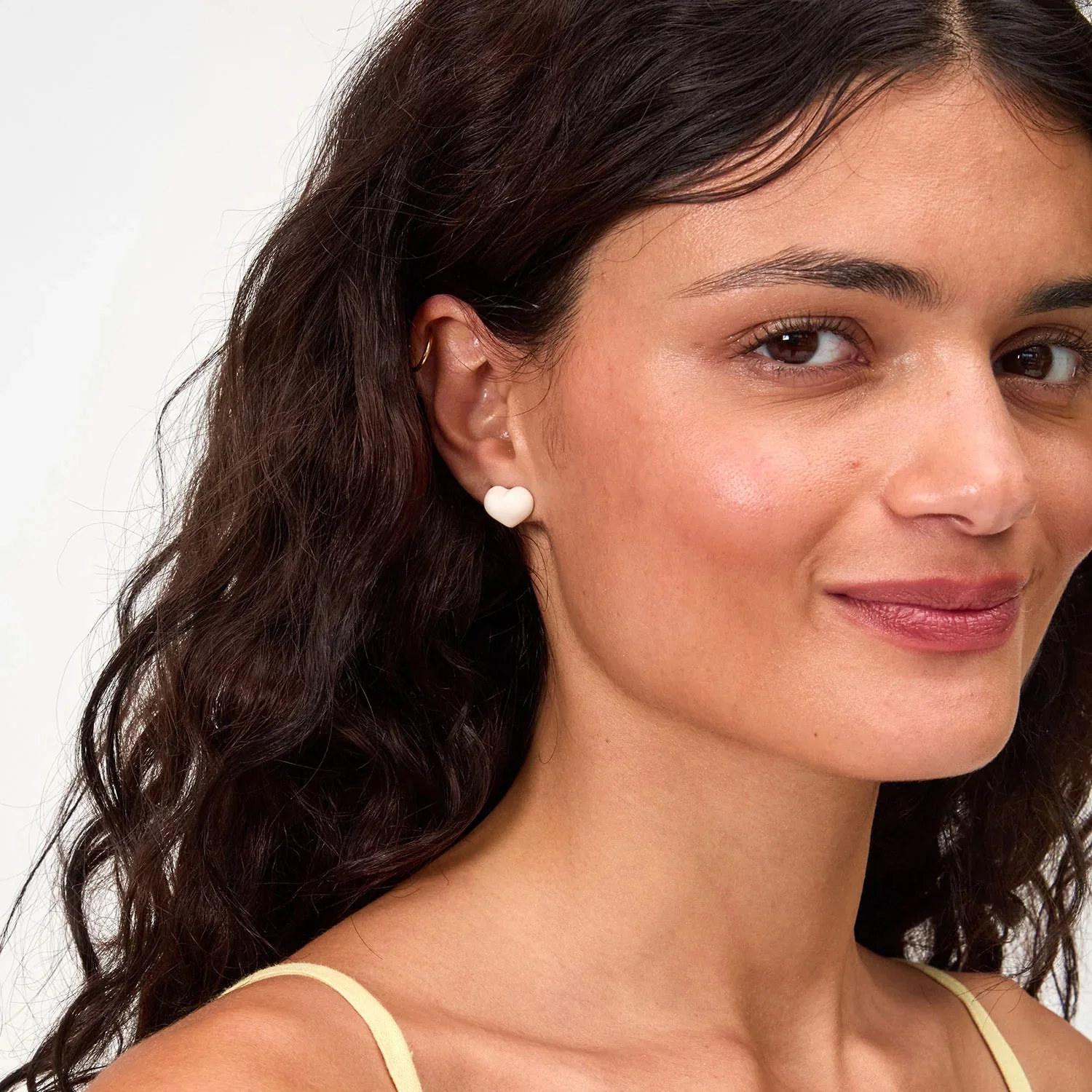 Petit Mylar Heart Earrings (Cream) - Image 2