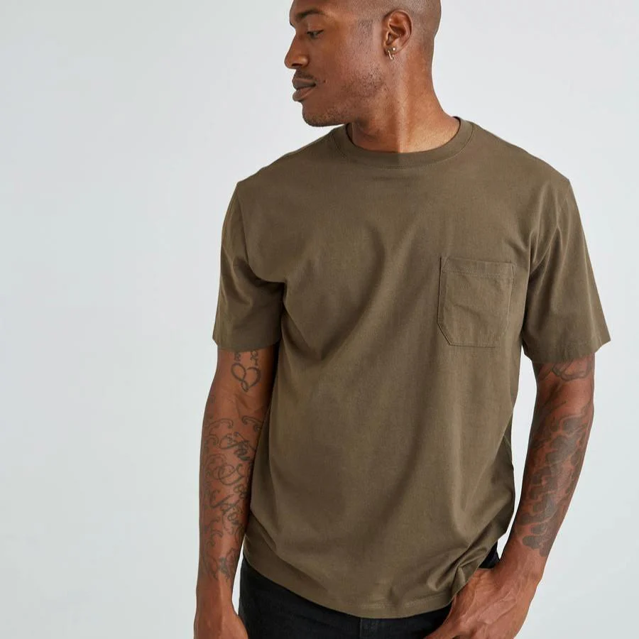 Pima Crew Pocket Tee (Bitter Brown)