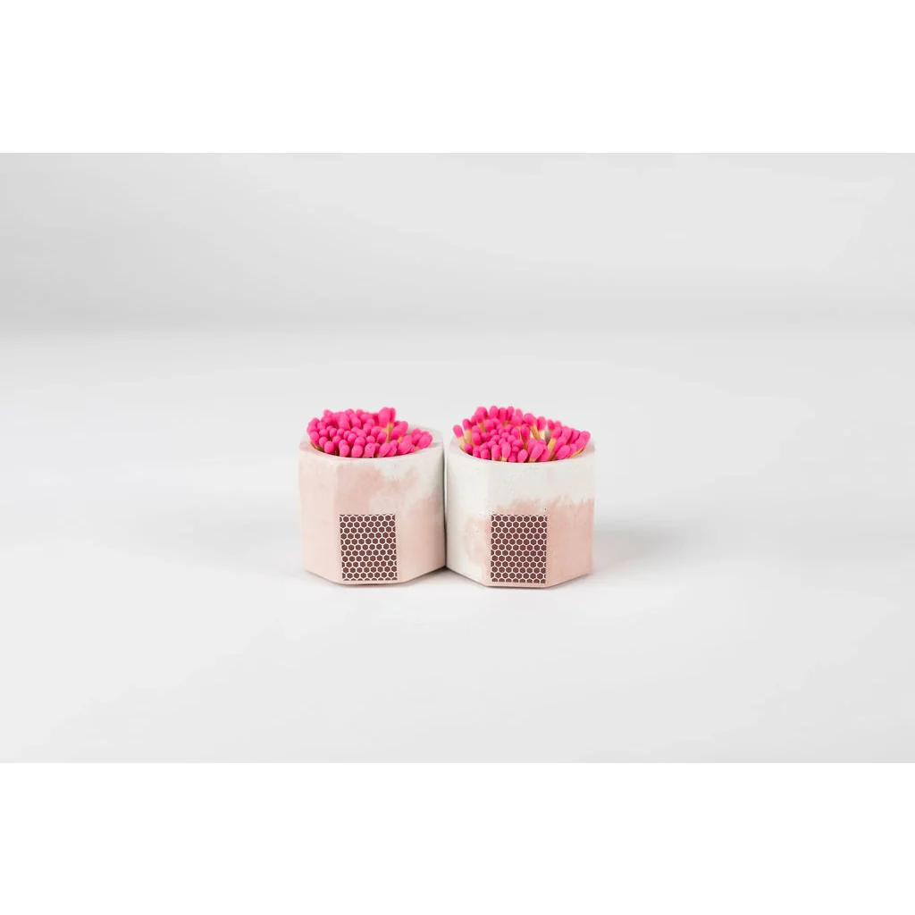Pink & White Match Holder w/ Striker and Pink Matches - Image 5
