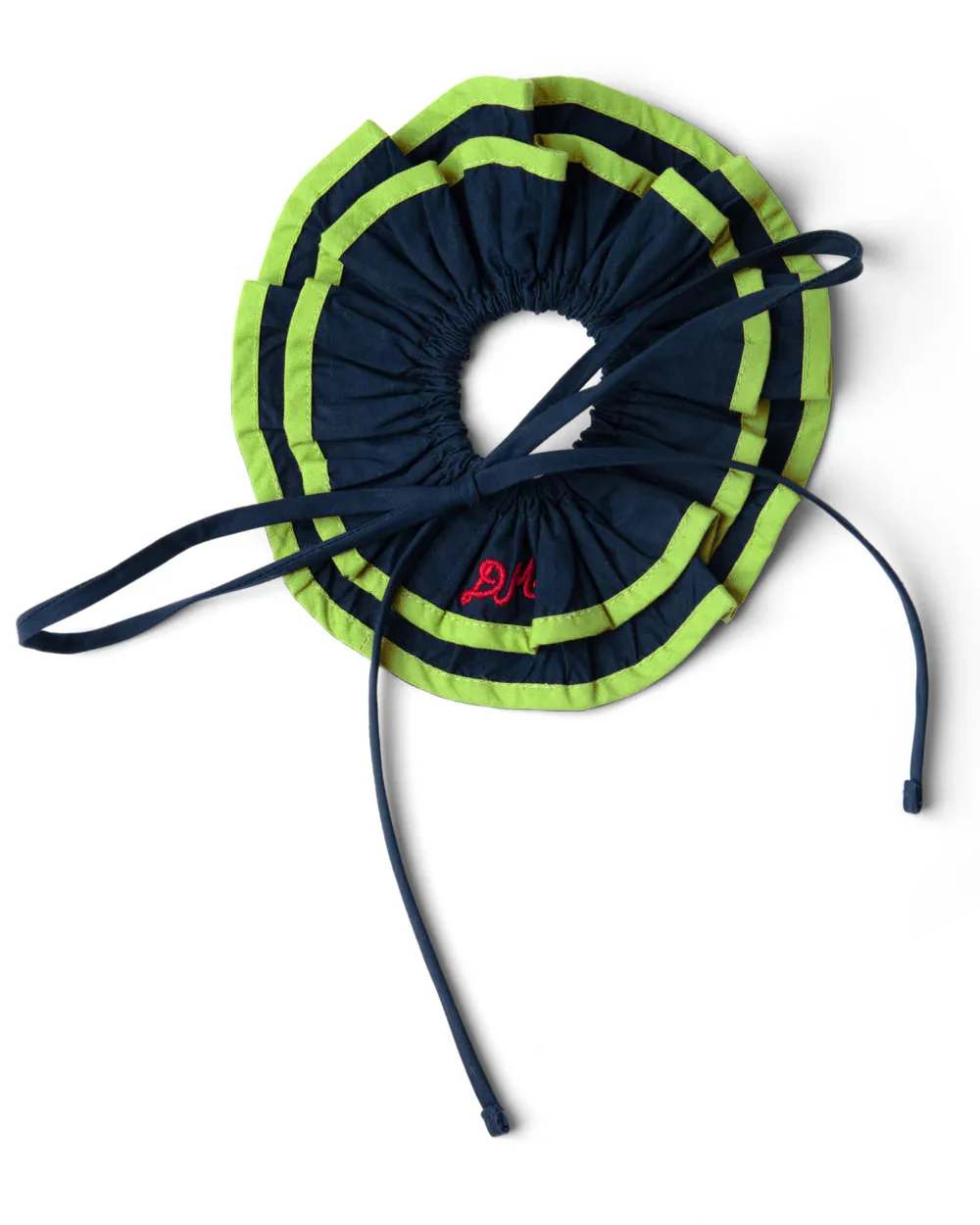 Piping Tie Scrunchie (Navy + Lime) - Image 2