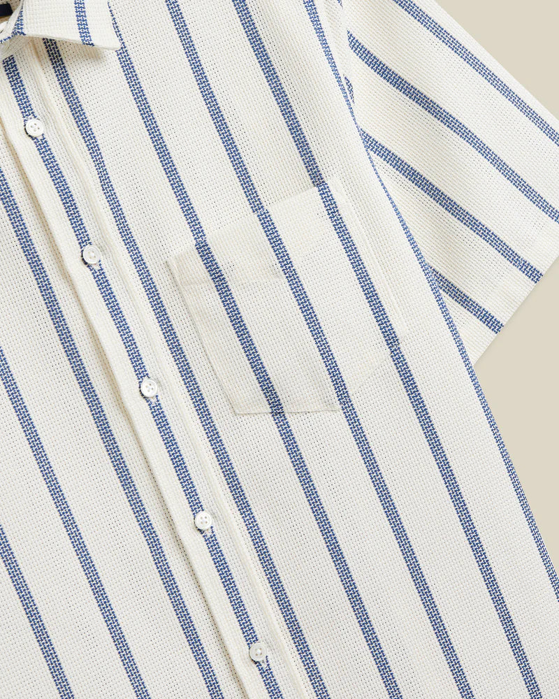 Piquet Stripe Shirt (Blue) - Image 3