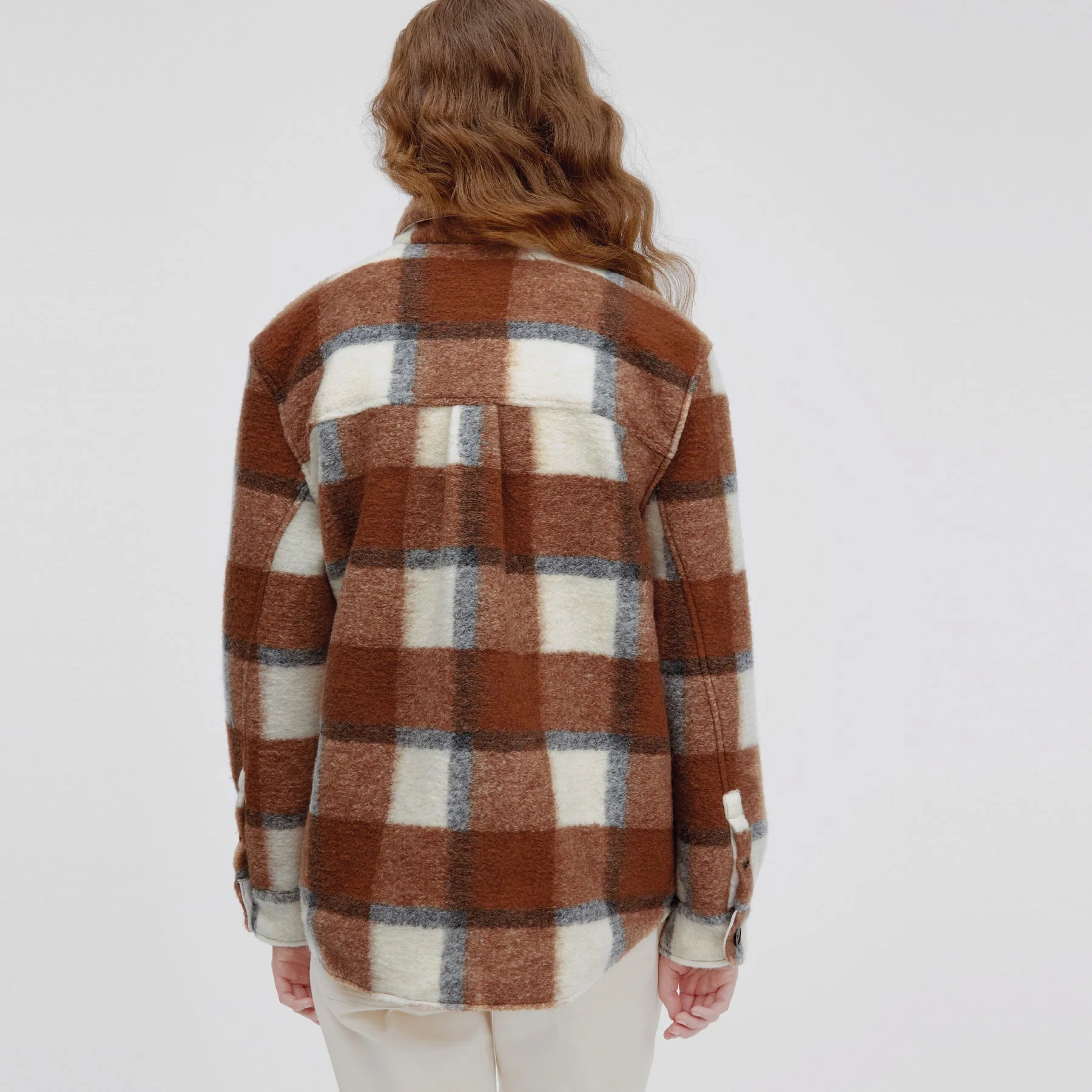 Plaid Shirt Jacket (Camel) - Image 3