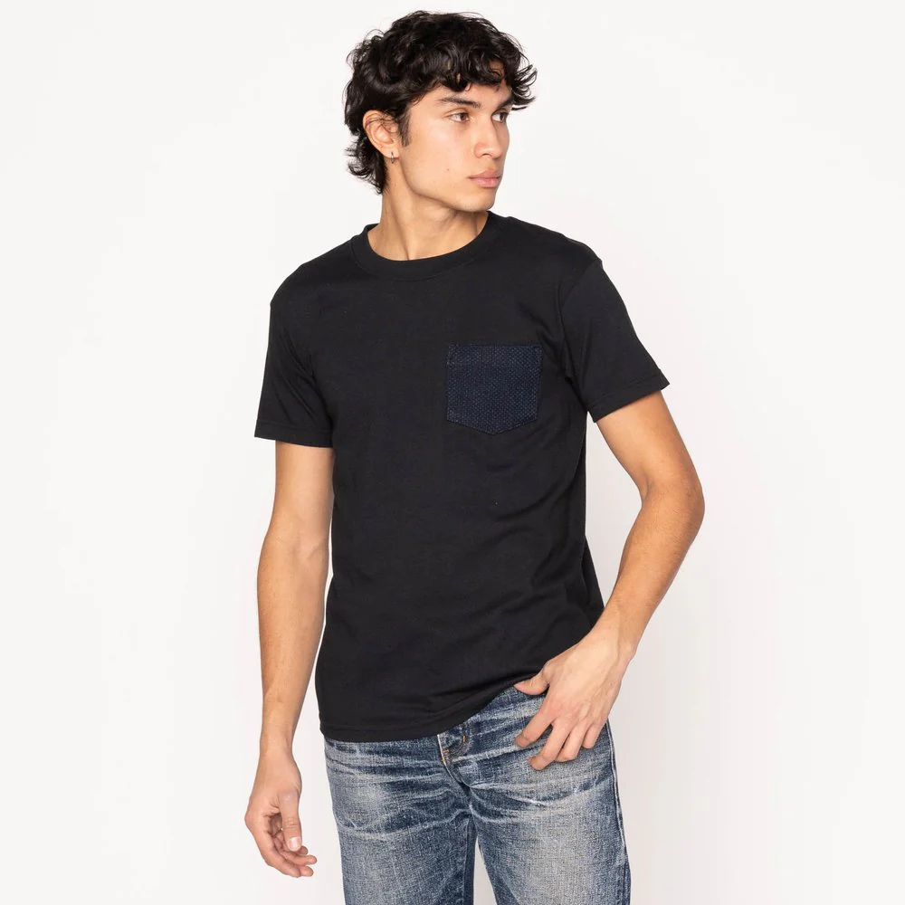 Pocket Tee (Black + Indigo Sashiko) - Image 2