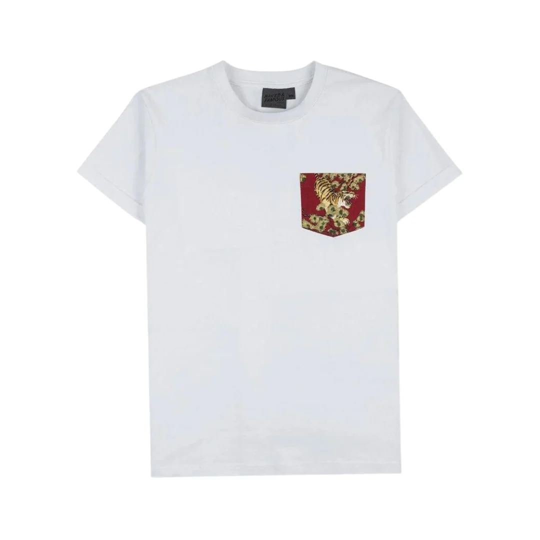 Pocket Tee (White + Red Japanese Tigers)