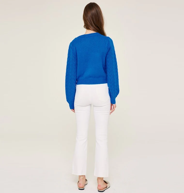 Pointelle Knit Cardigan (Brilliant Blue) - Image 2