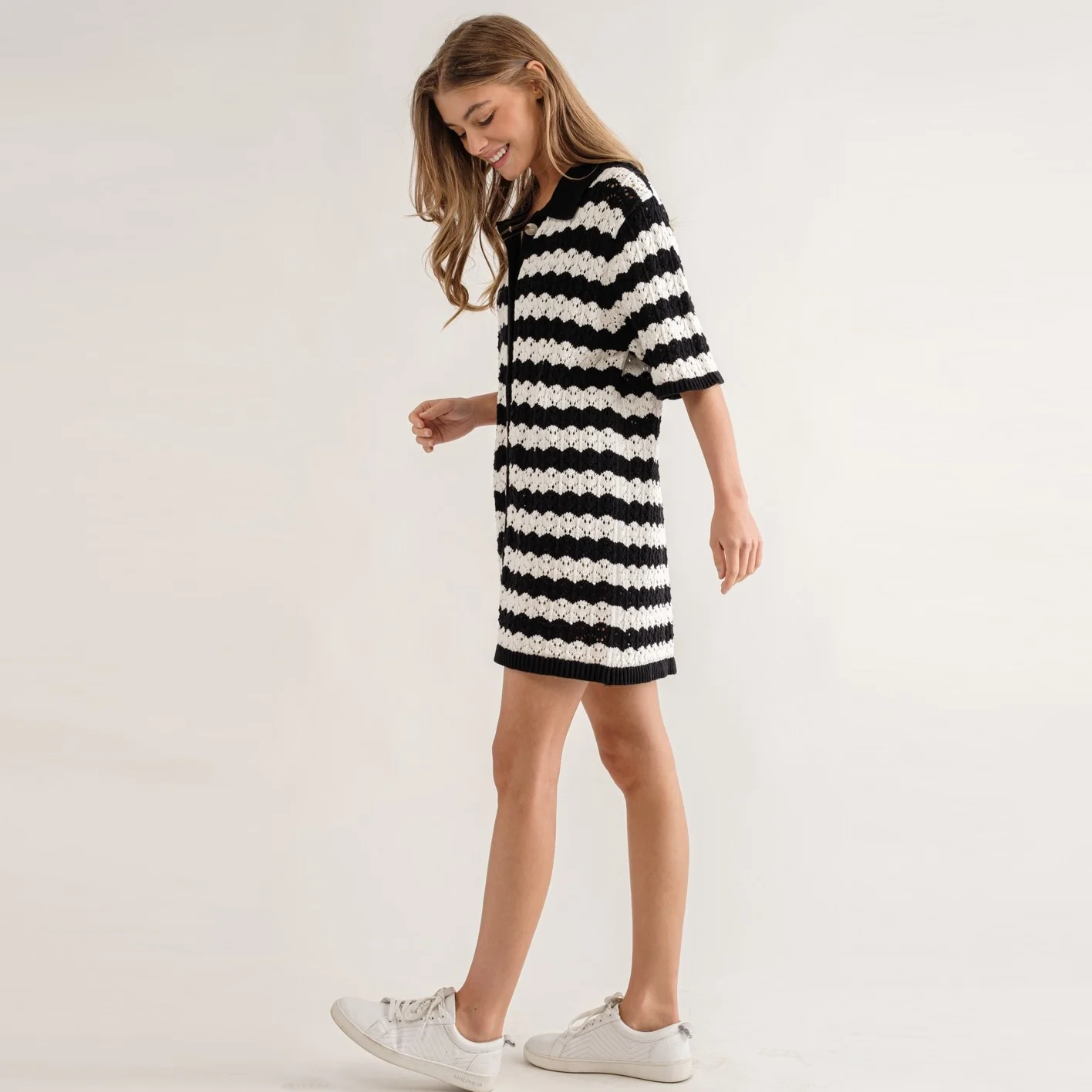 Carol Dress (Black + Off White) - Image 2