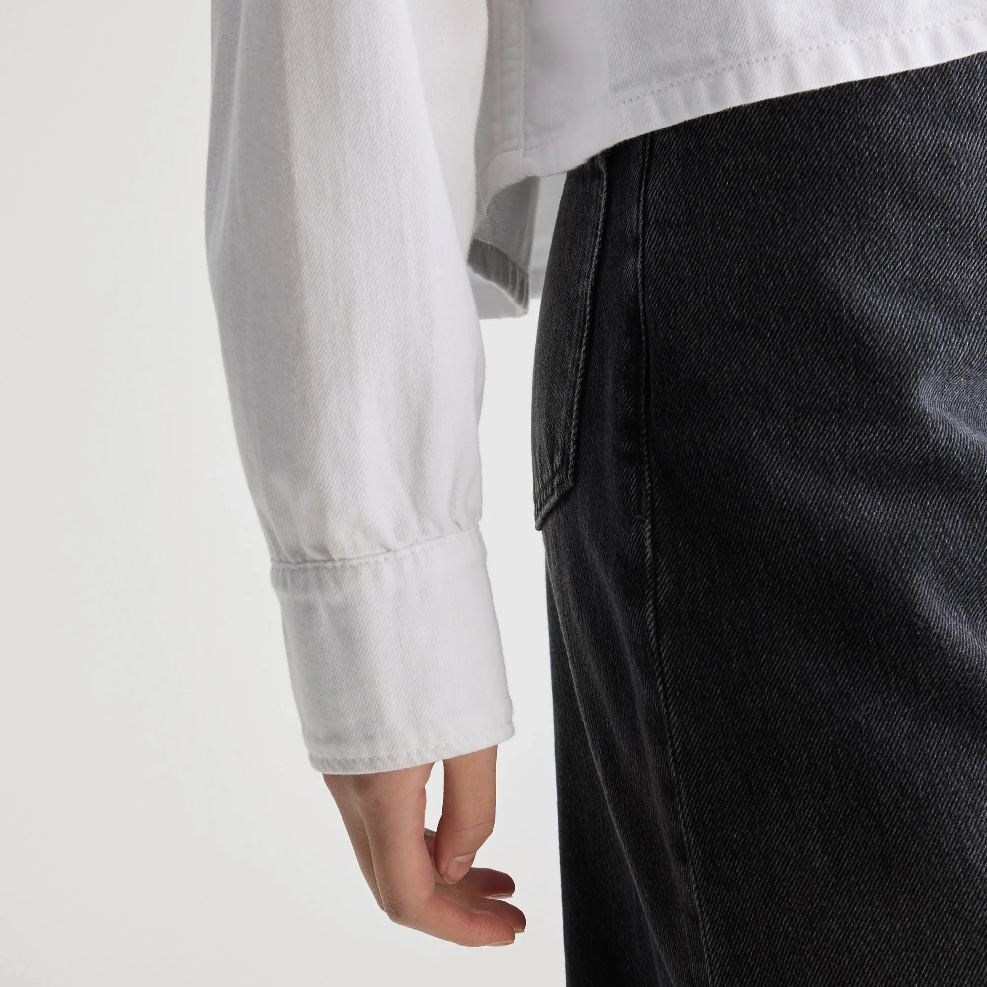 Polaris Cropped Denim Shirt (White) - Image 5
