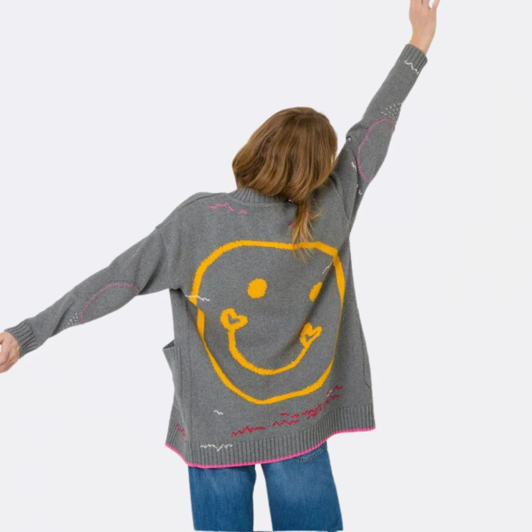 Poppy Cardigan Smiley (Gray) - Image 2