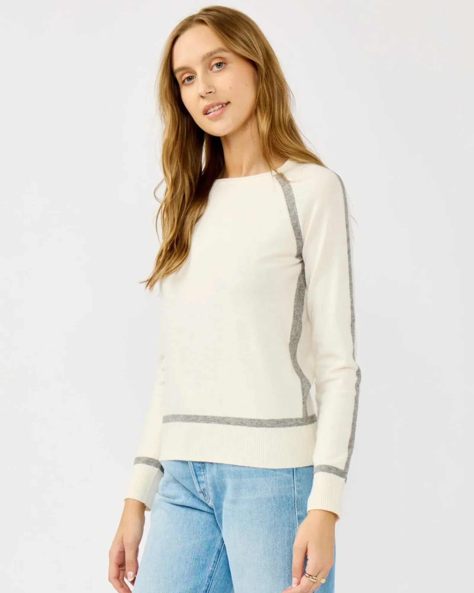 Posh Border Striped Pullover (Cream + Heather Grey) - Image 2