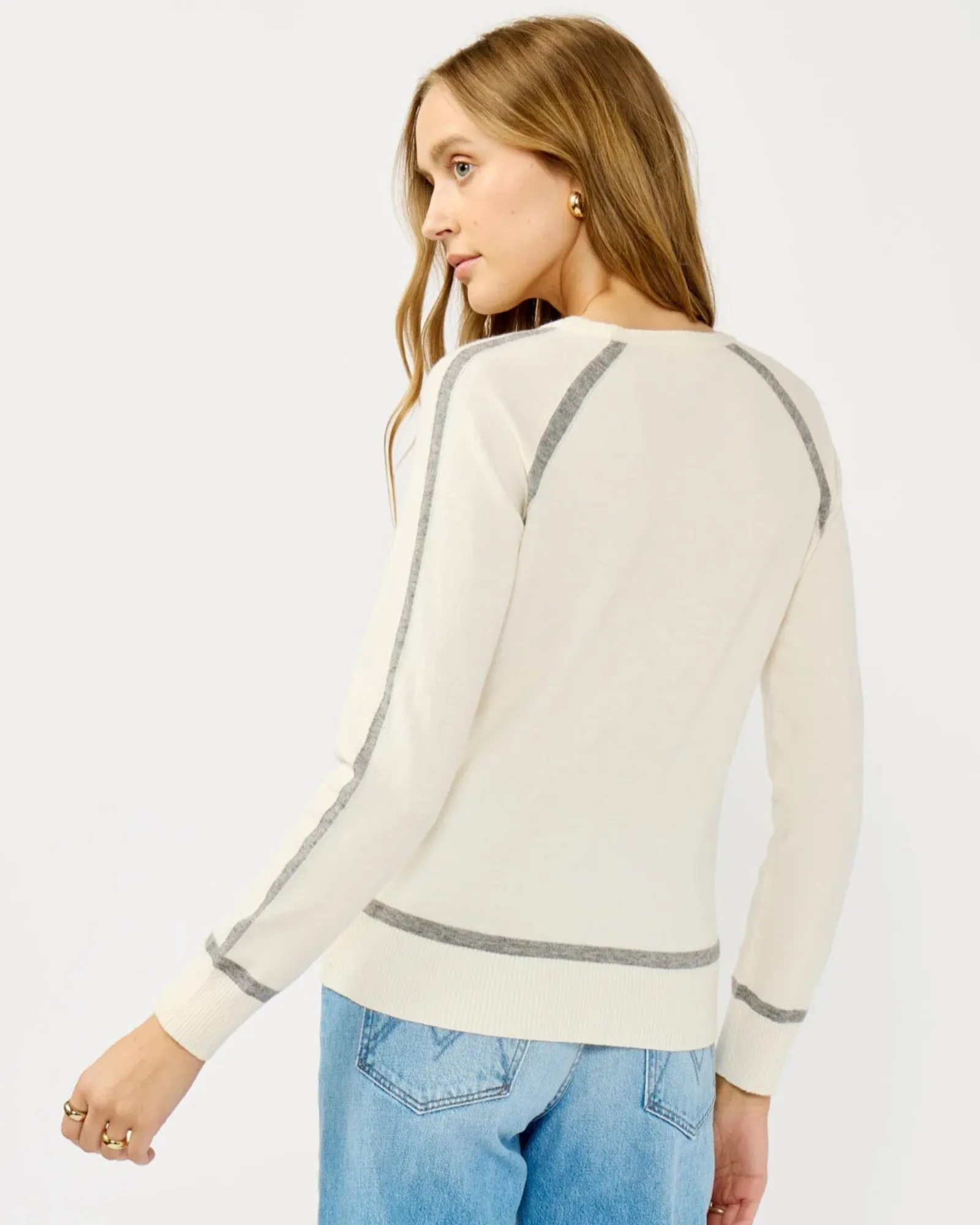 Posh Border Striped Pullover (Cream + Heather Grey) - Image 3