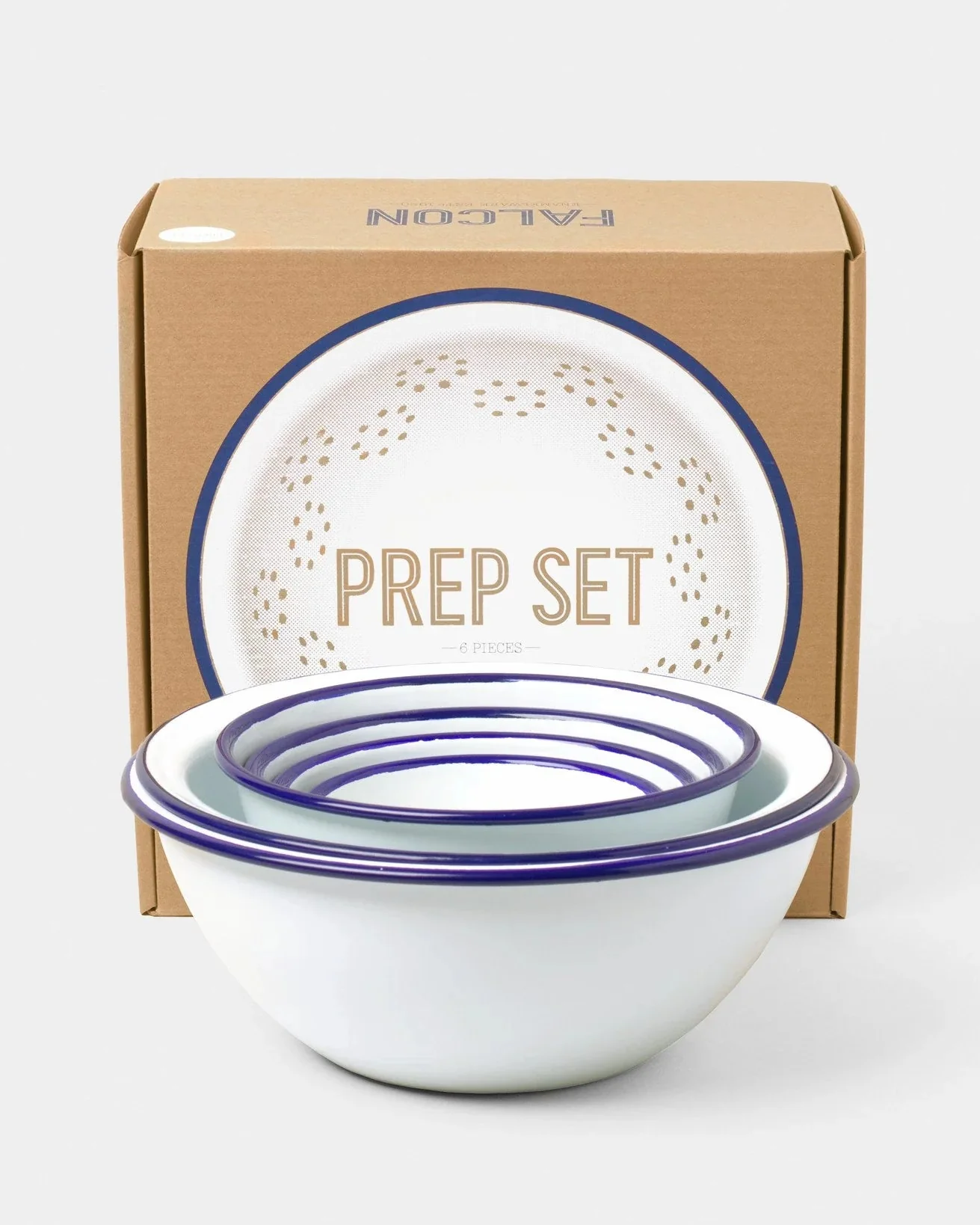 Enamel Prep Set (White with Blue Rim)