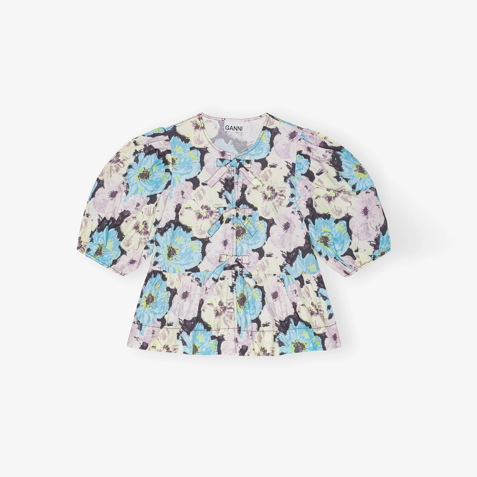 Printed Cotton Peplum Blouse (Multicolour) - Image 5
