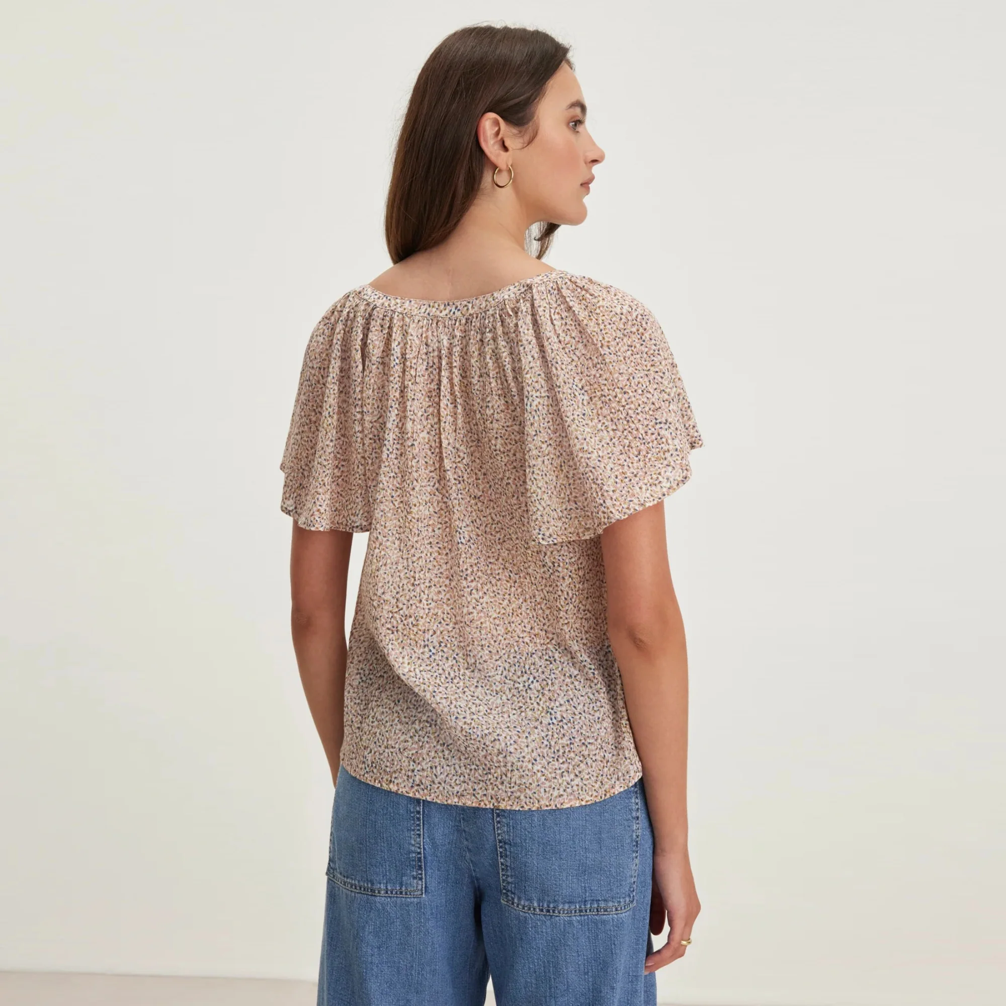 Printed Crinkle Gauze Top (Blush) - Image 3