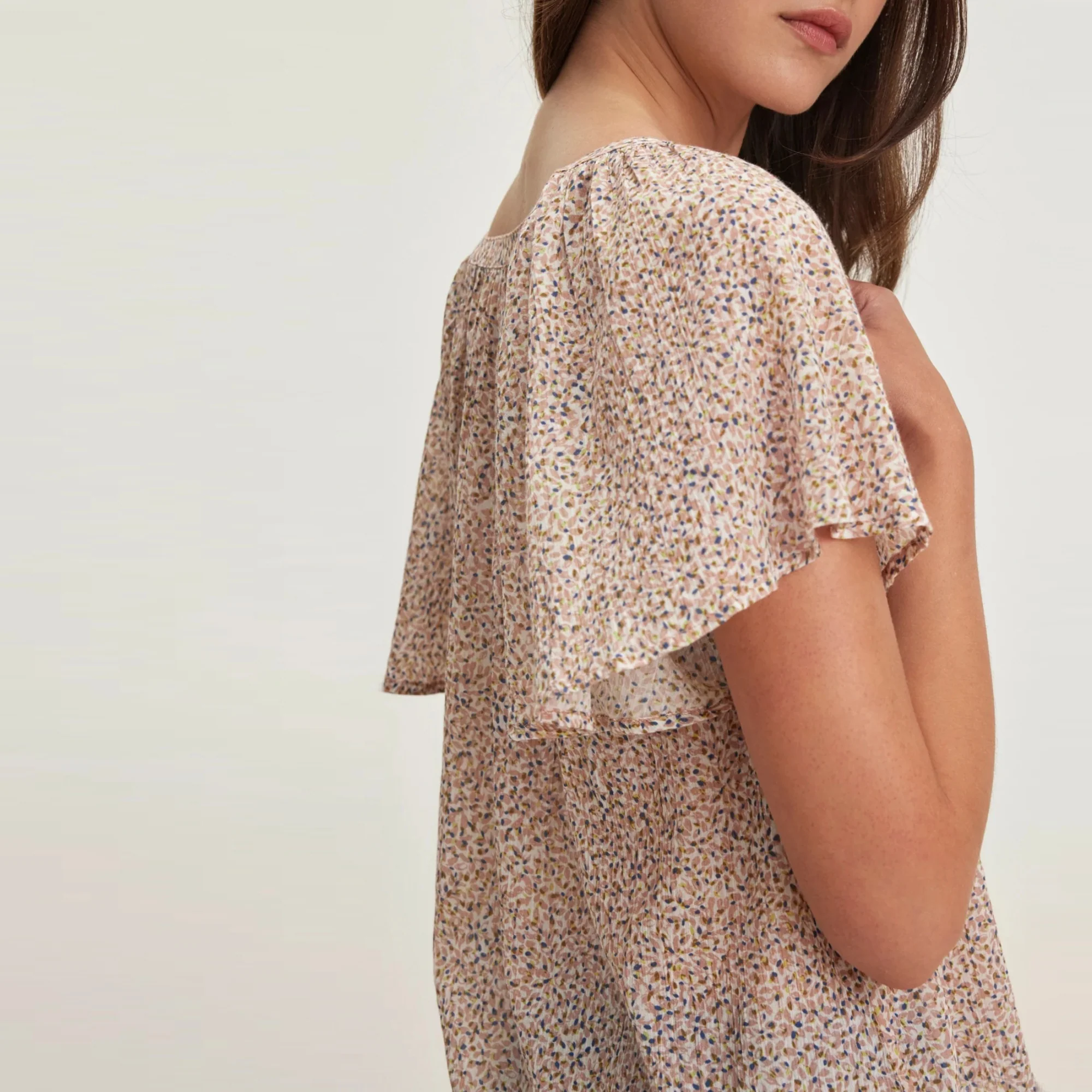 Printed Crinkle Gauze Top (Blush) - Image 4