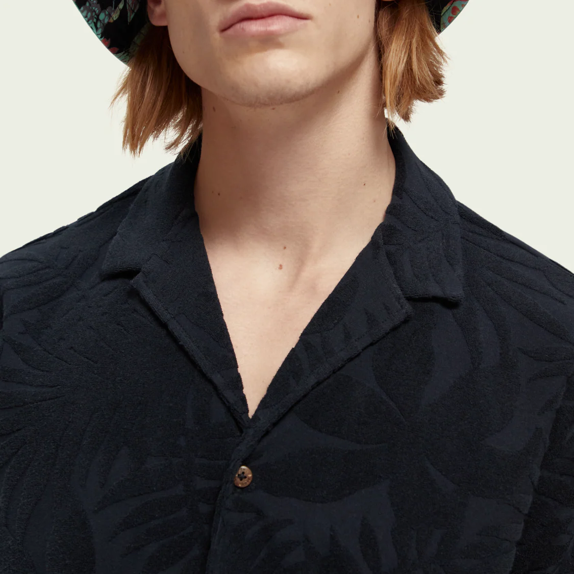 Printed Jacquard Camp Shirt (Navy) - Image 2