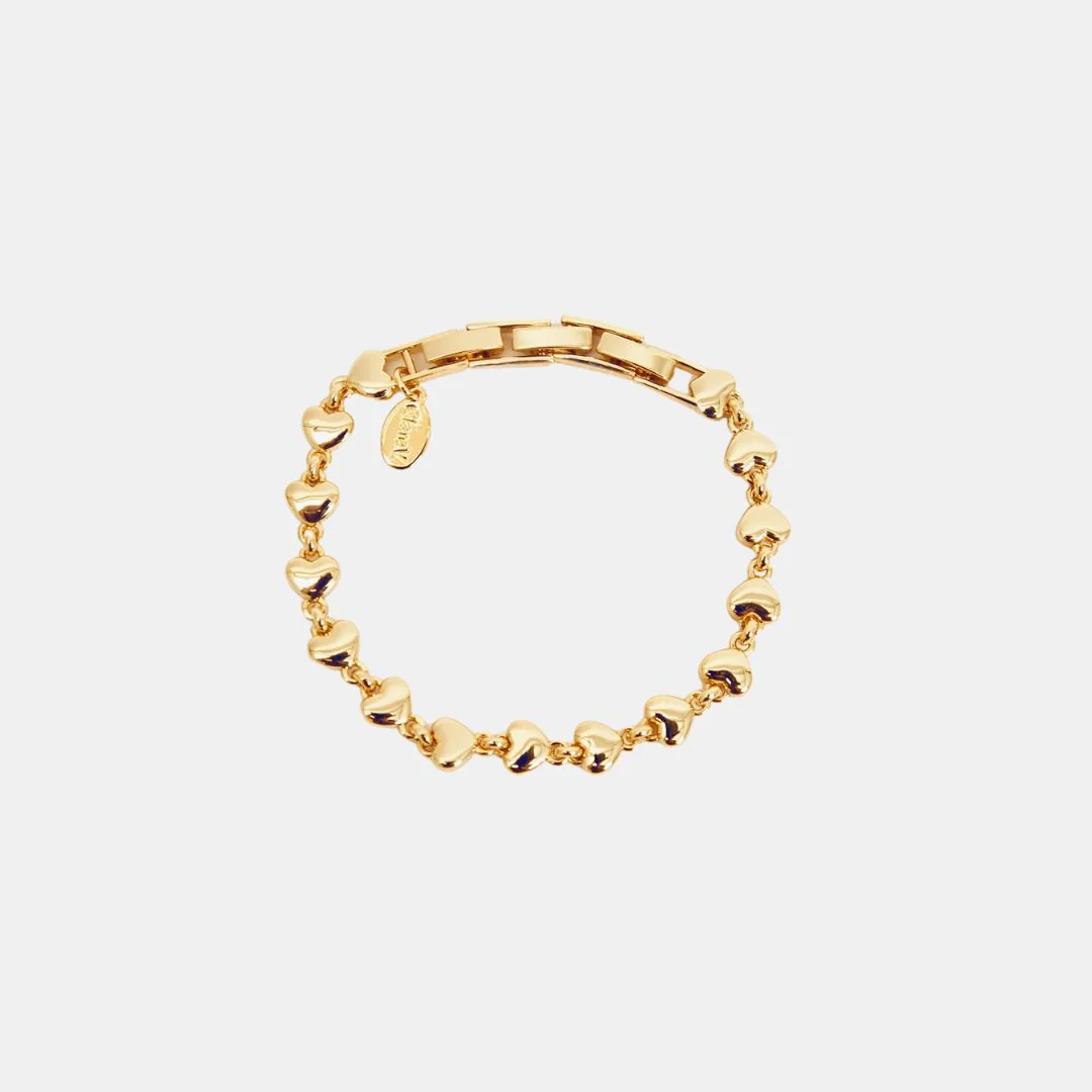 Puff Heart Chain Bracelet (Gold)