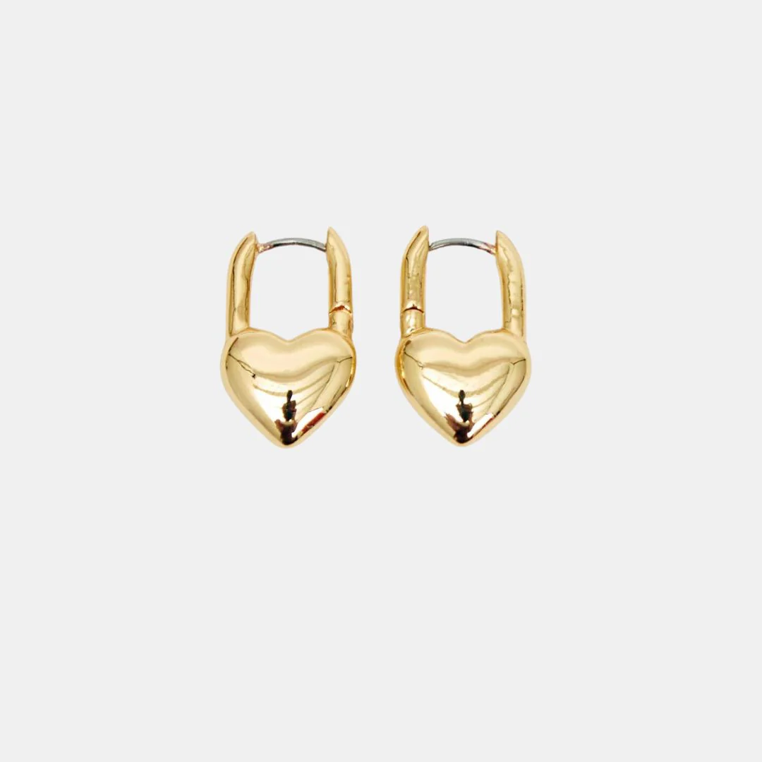 Puff Heart Huggie Earrings (Gold)