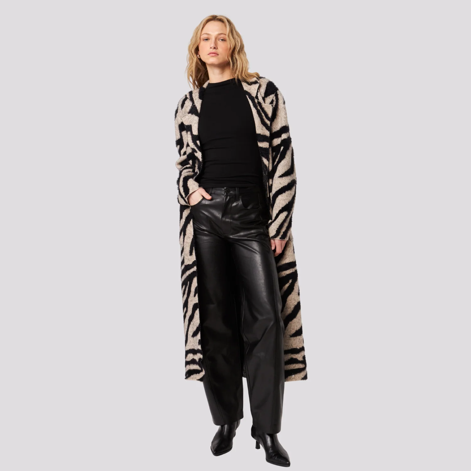 Rashad Long Cardigan (Shadow Zebra)