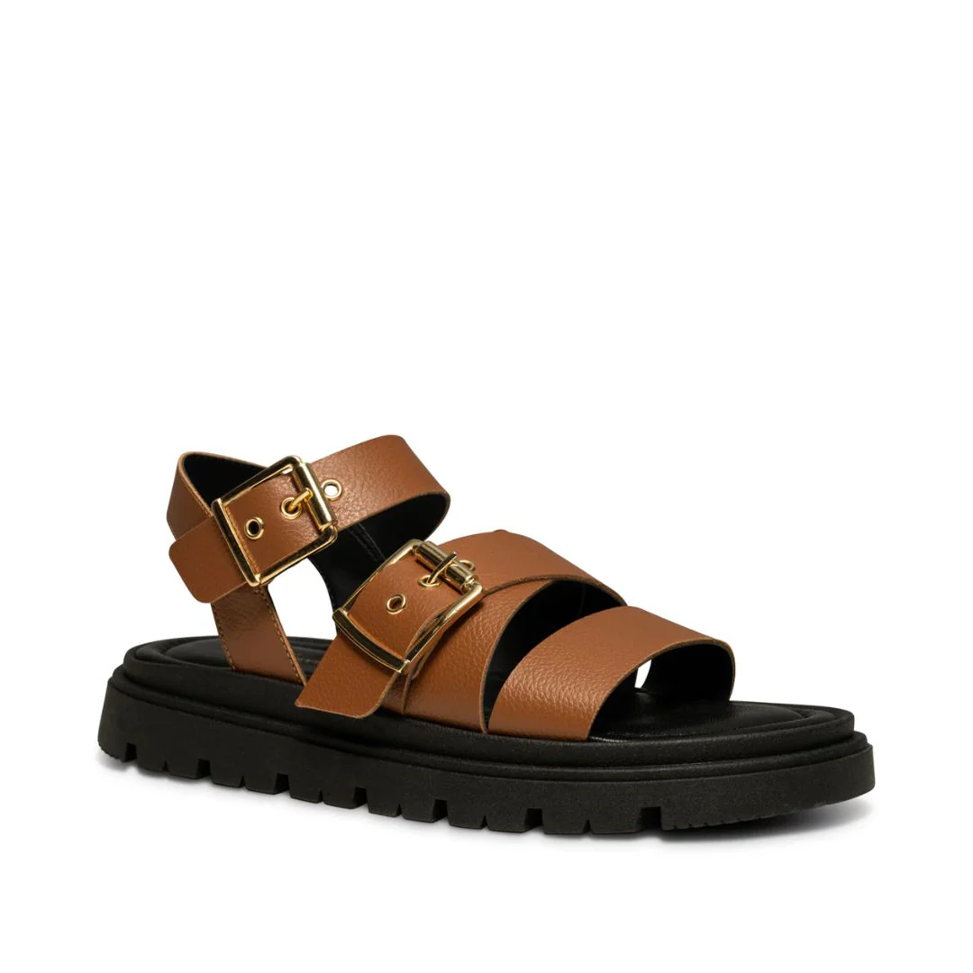 Rebecca Buckle Leather Sandal (Cognac) - Image 2
