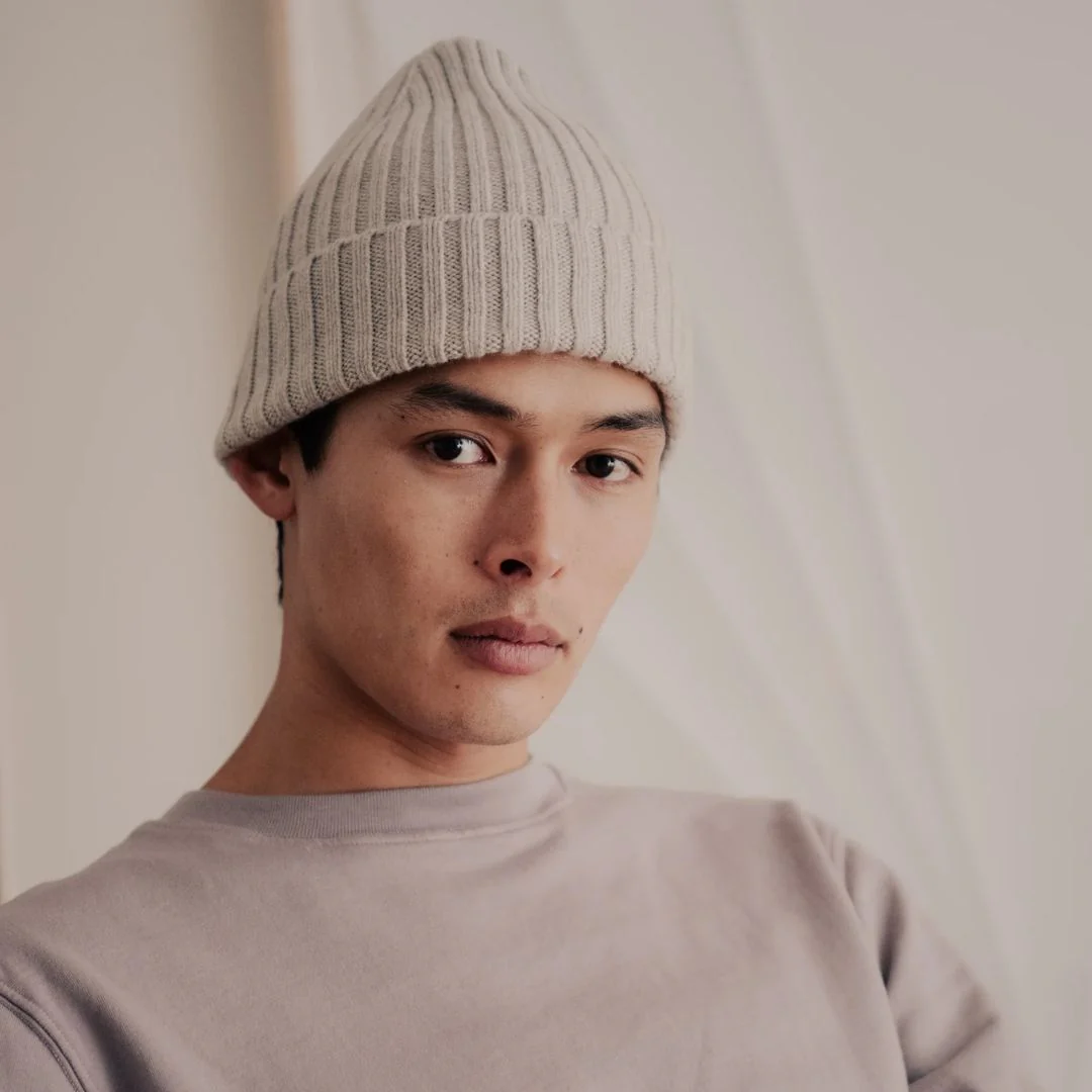 Recycled Cashmere Beanie (Oat) - Image 2