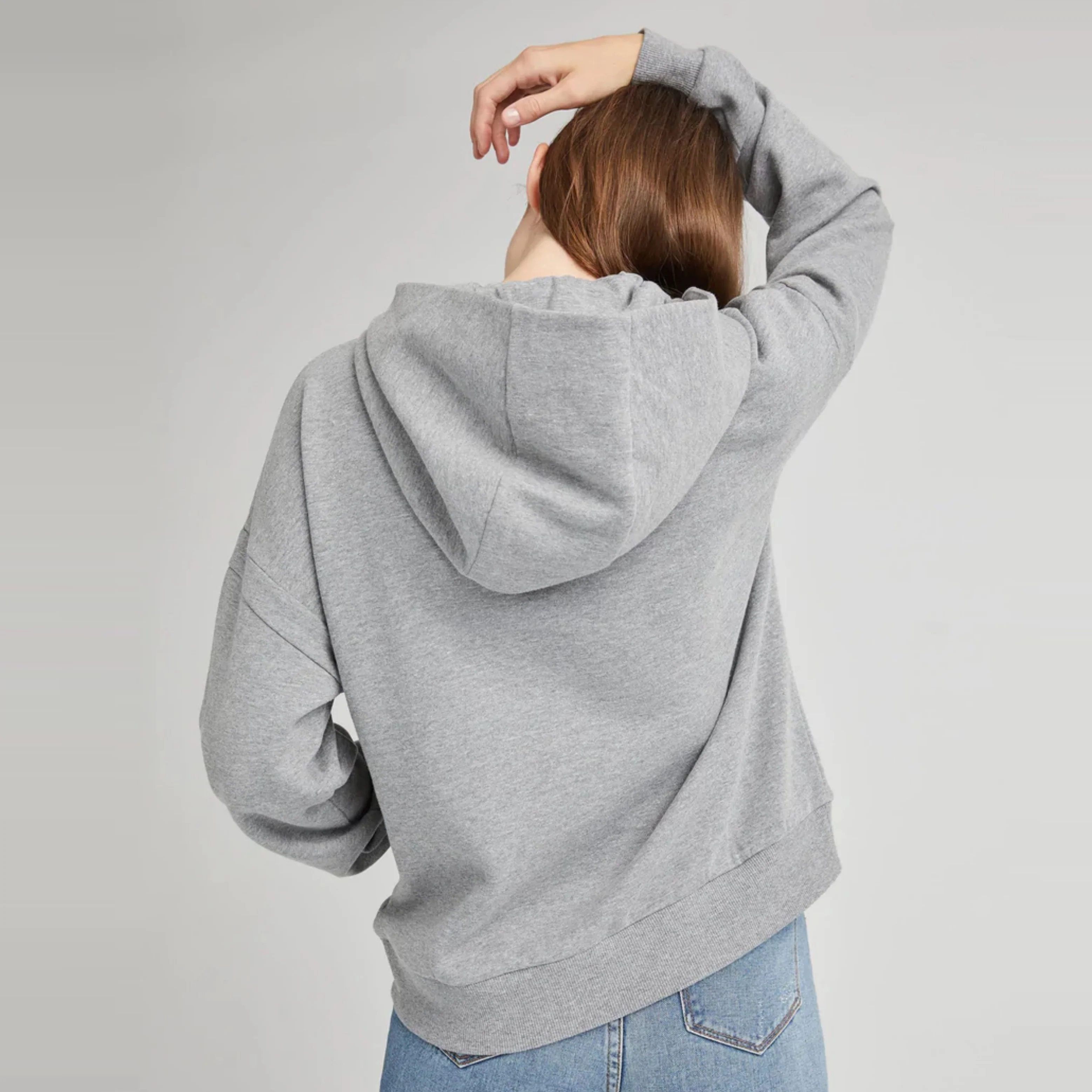 Recycled Fleece Hoodie (Heather Grey) - Image 2