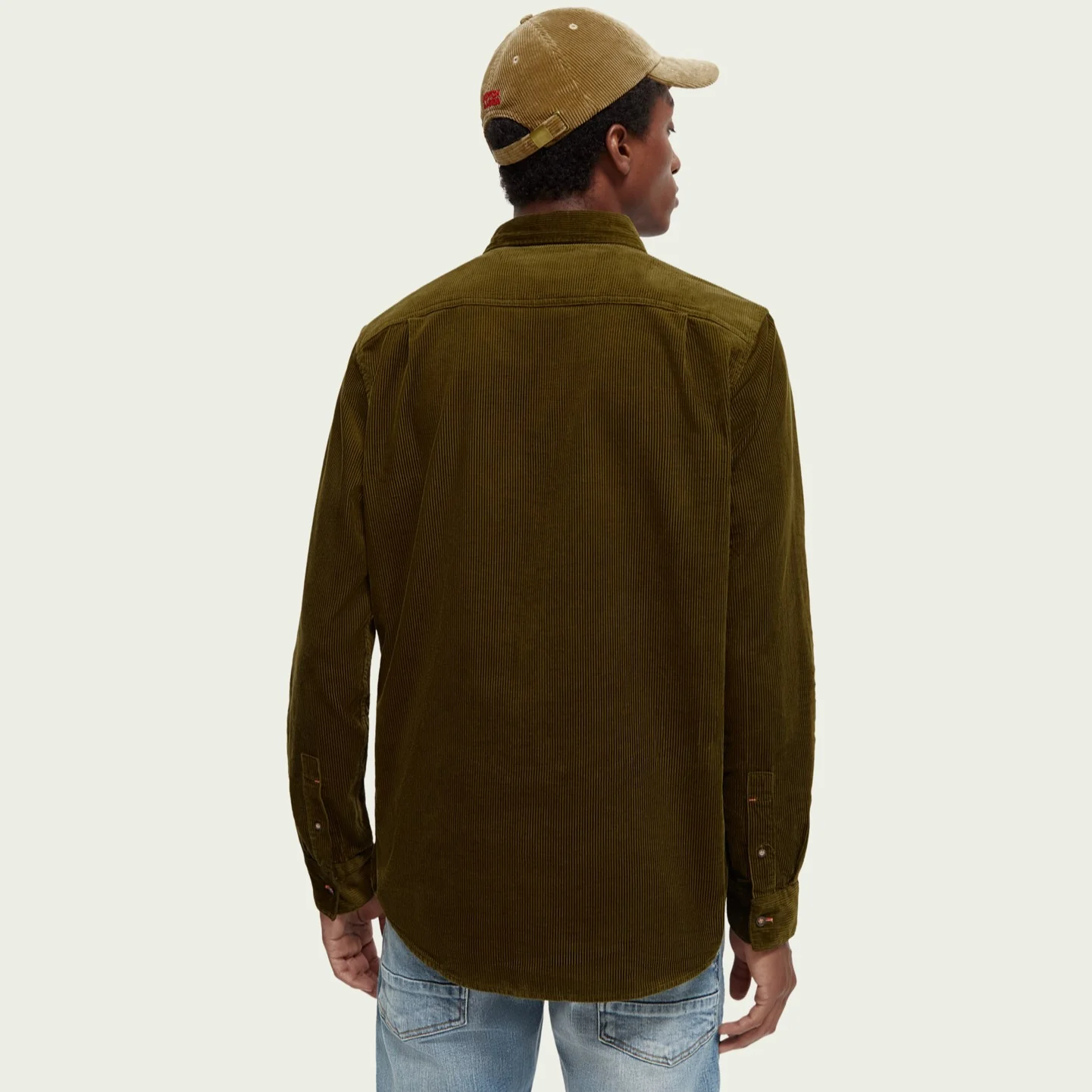 Regular Fit Cotton Corduroy Shirt (Military) - Image 2