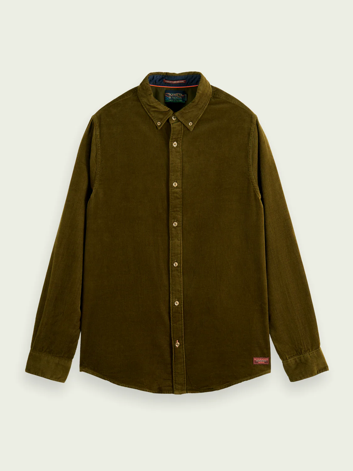 Regular Fit Cotton Corduroy Shirt (Military) - Image 3