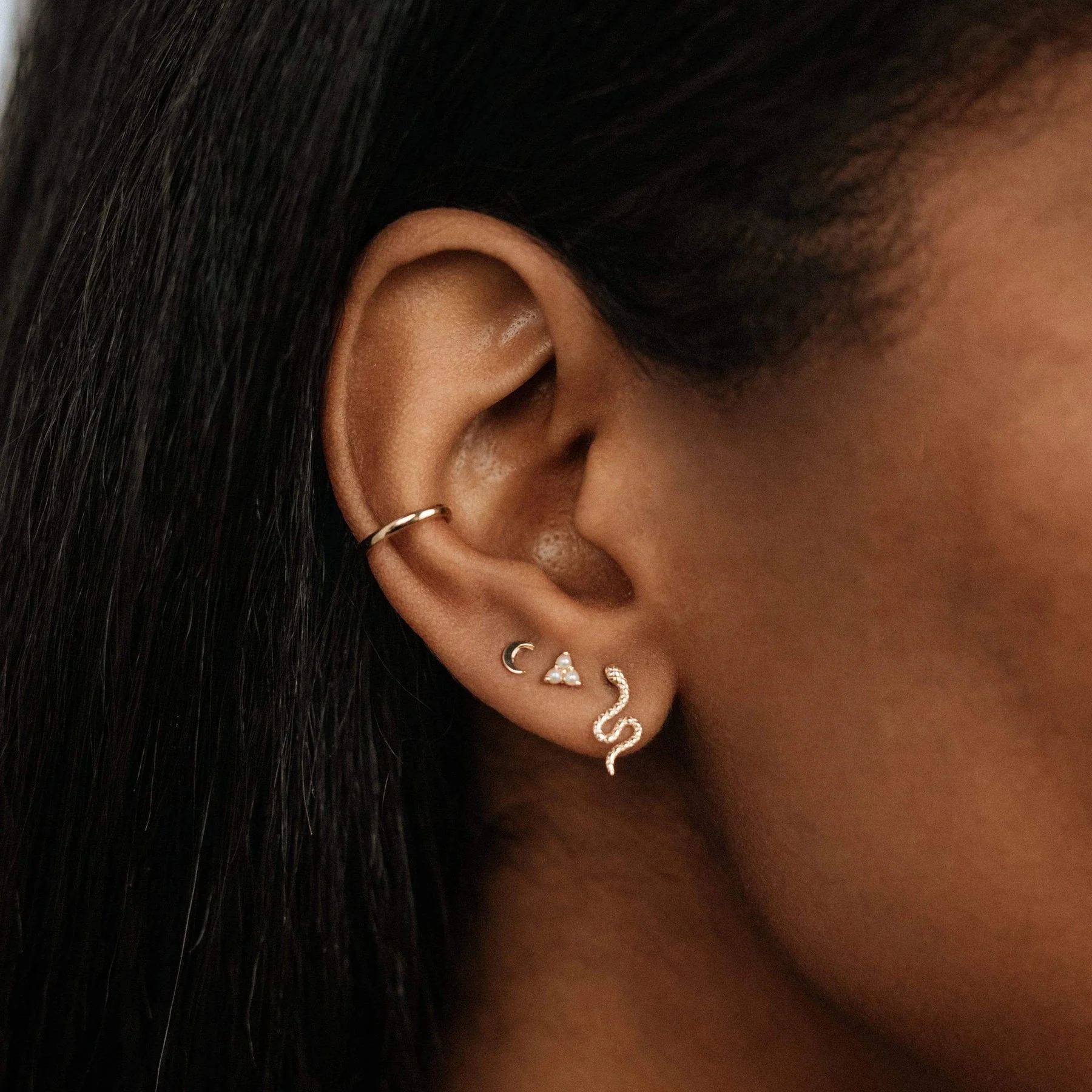 Revival Dainty Snake Earring (14K Gold) - Image 2