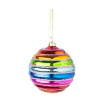 Ribbed Glass Ball Ornament
