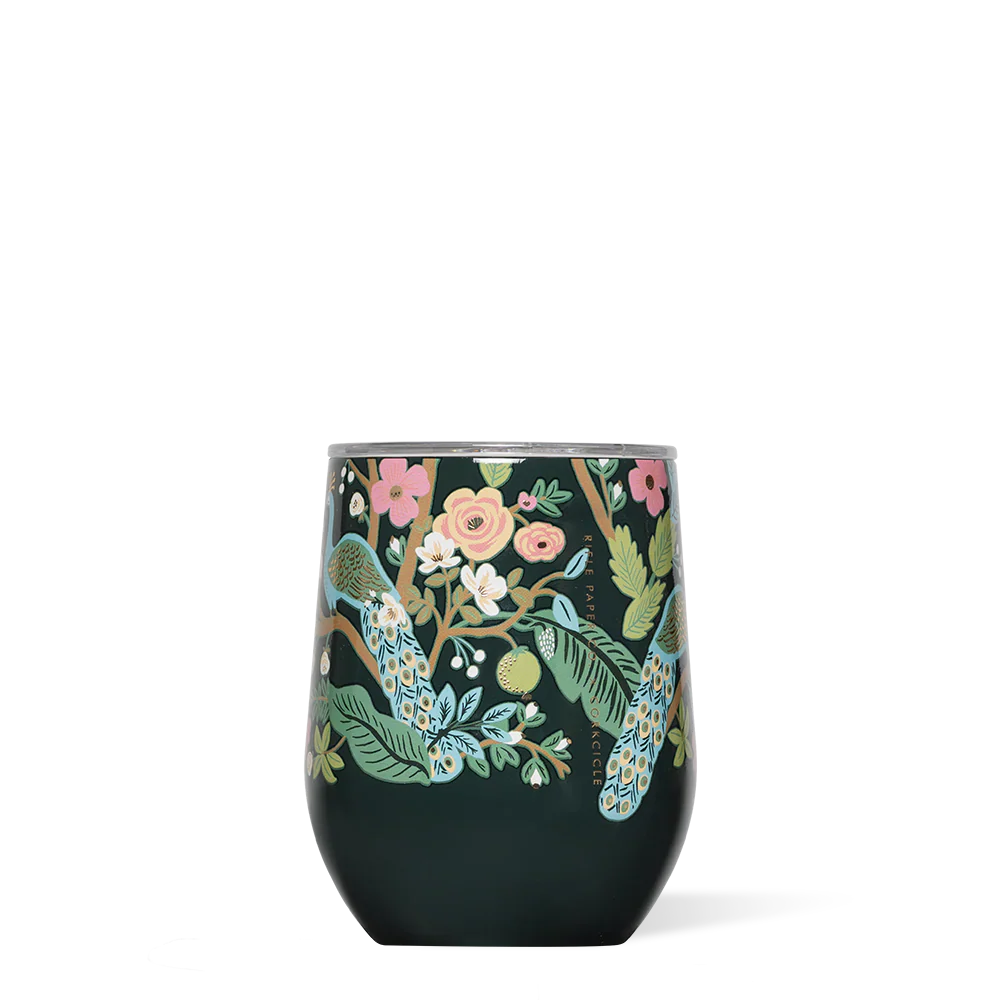 Rifle Paper Co. 12oz Stemless Wine Cup (Peacock Blue)