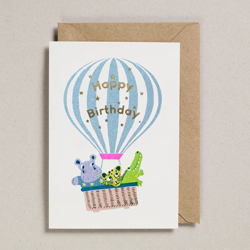 Riso Baby Hot Air Balloon Birthday Card